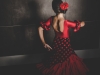 young hispanic flamenco dancer  while dancing
