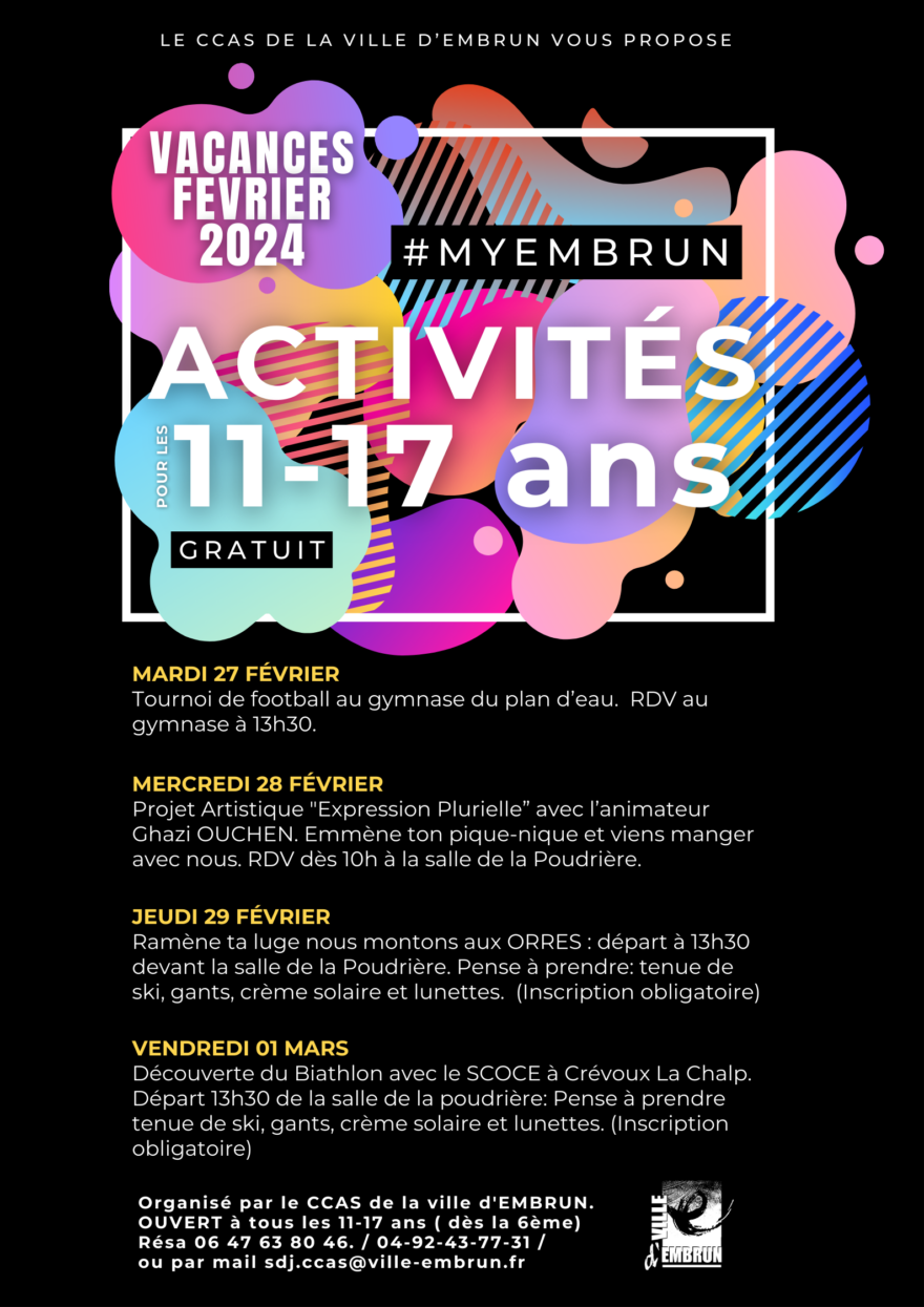 ACTIVITES JEUNES - CCAS Embrun - fevrier 2024