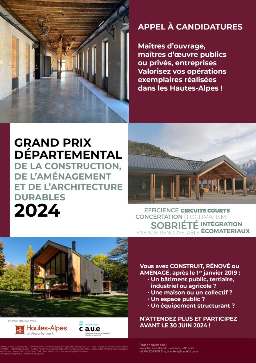 Affiche Grand Prix 2024 de la construction, de l'aménagement et de l'architecture durables-CAUE05